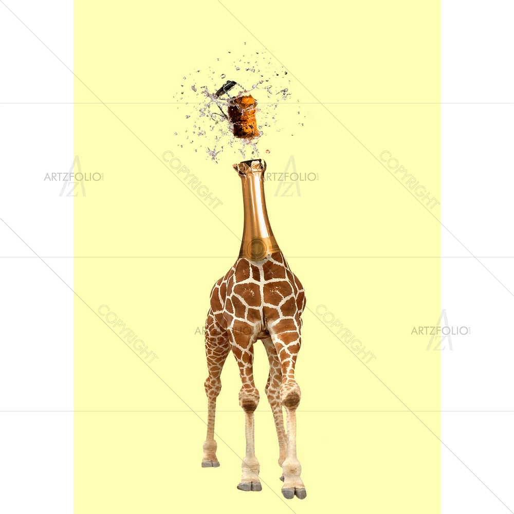 Giraffe With Champagne Head — African custom art by ArtzFolio