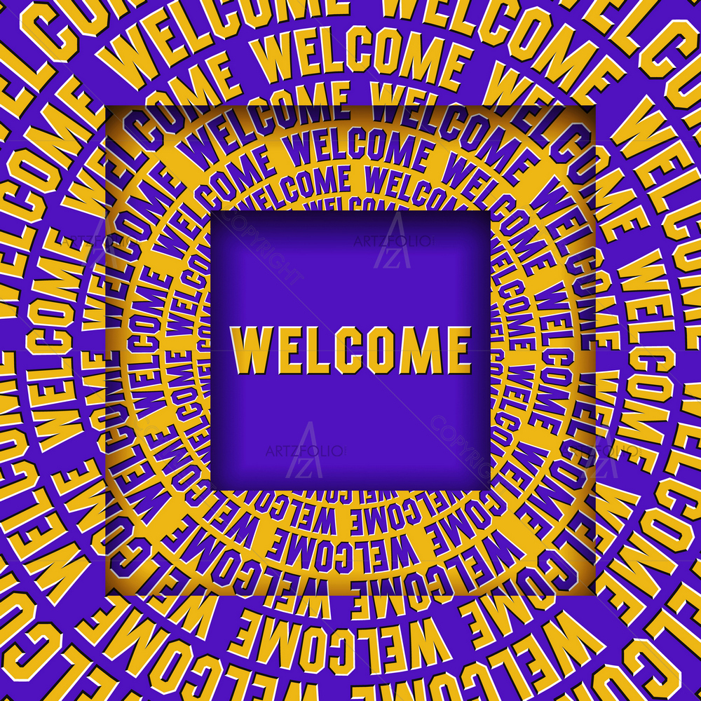 Square Frames with Moving Circular Words — Abstract custom art by ArtzFolio
