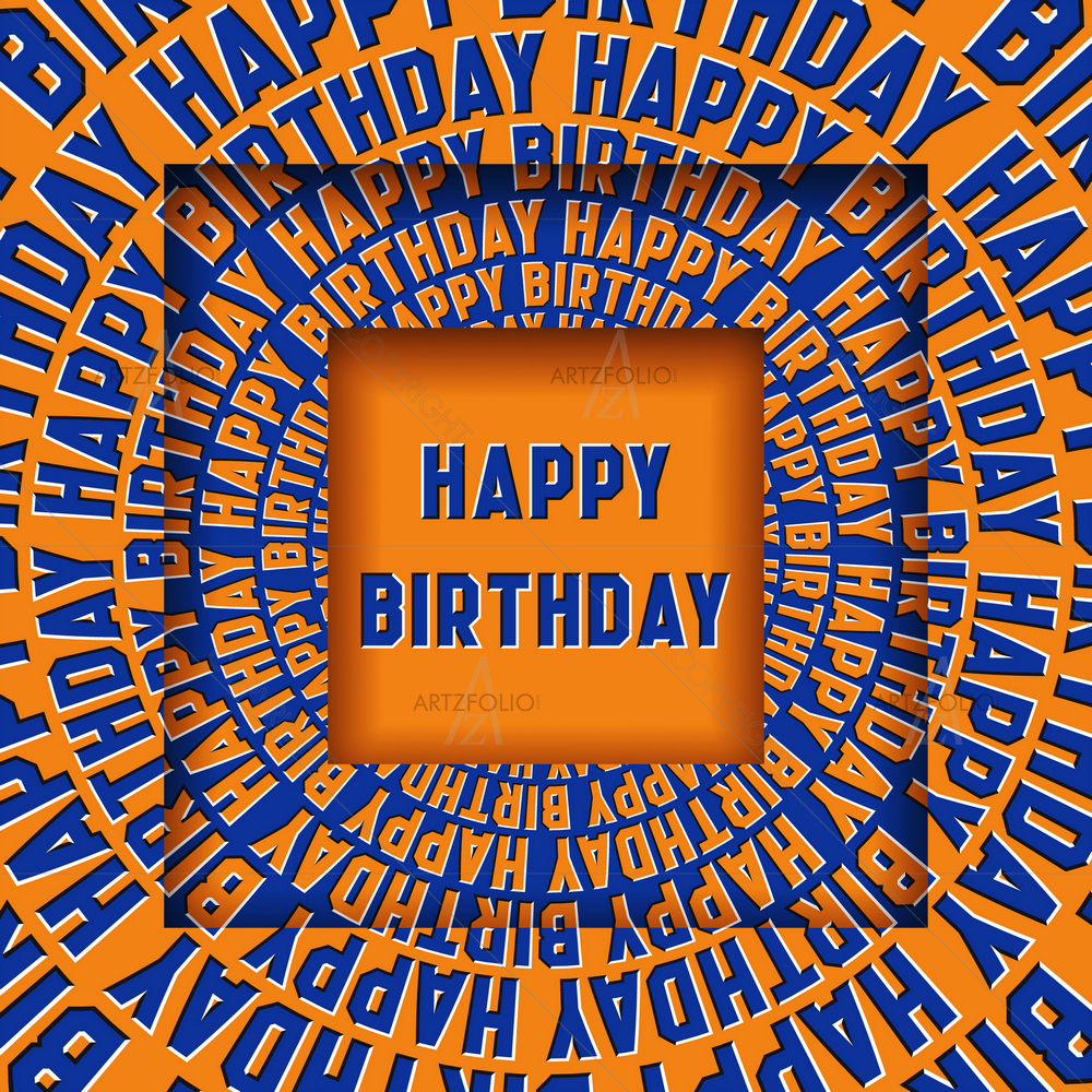 3D Happy Birthday Message in Optical Illusion — custom-size art design 5014323