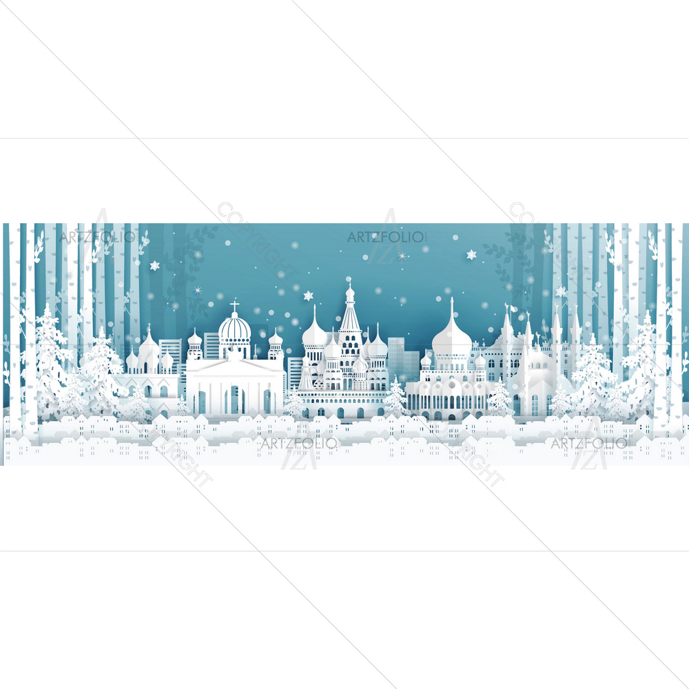 Russia Famous Landmarks D3 — custom-size art design 5014341