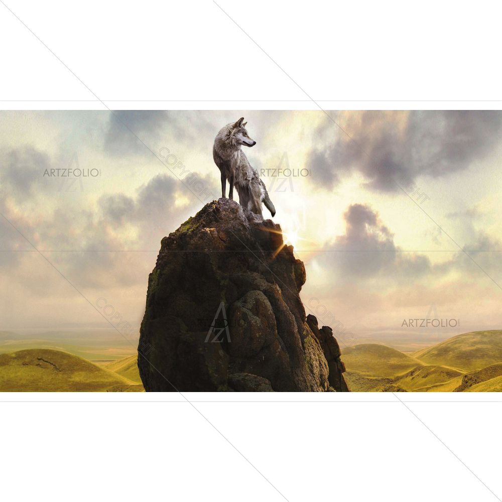 Wolf Climbing Mountain — custom-size art design 5014347