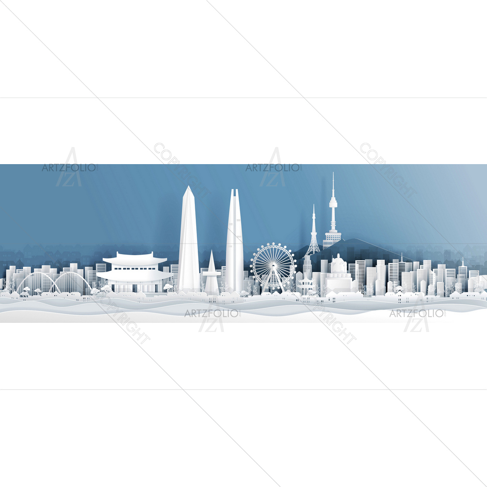 South Korea with Famous Landmarks — Devotional custom art by ArtzFolio