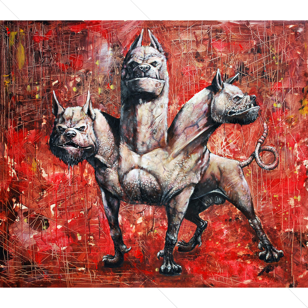 Cerberus Hound of Hades — Devotional custom art by ArtzFolio