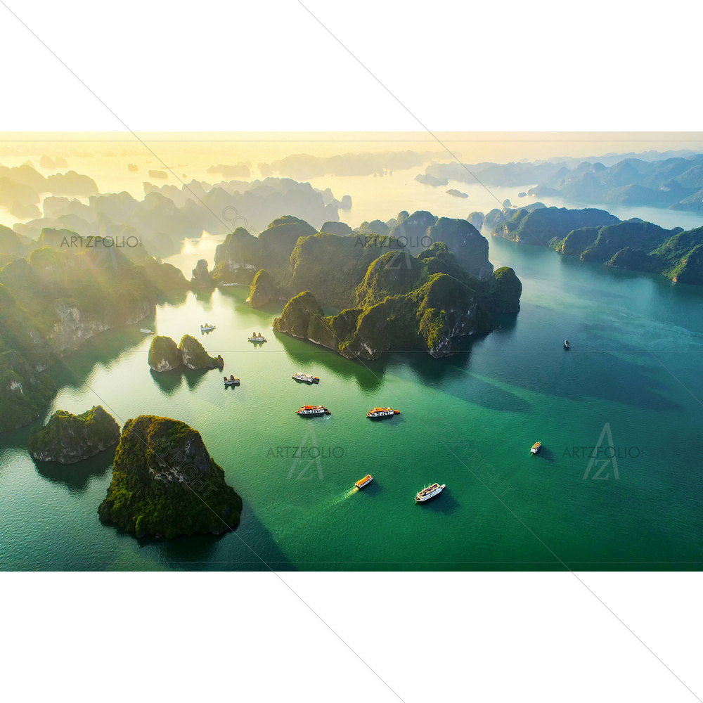 Rock Island, Halong Bay, Vietnam, UNESCO — Fluid marble custom art by ArtzFolio