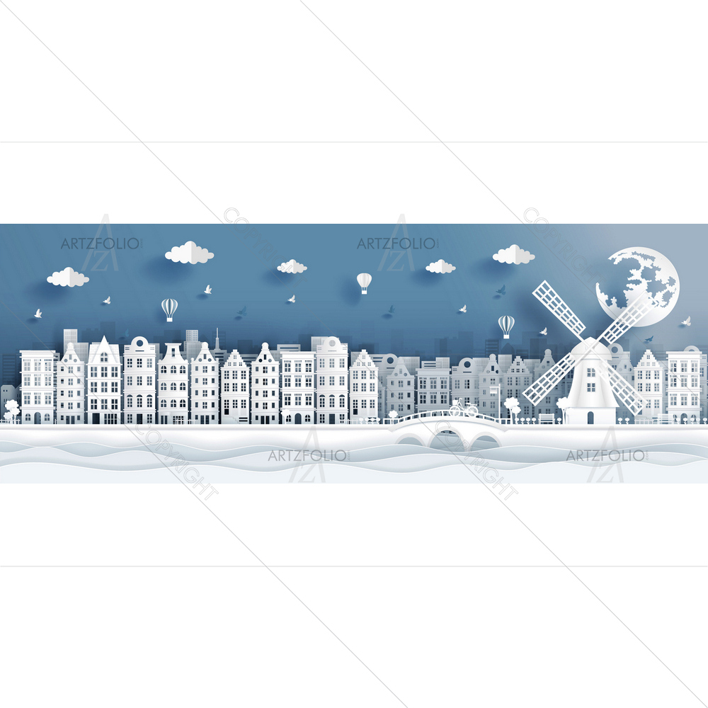 Amsterdam Famous Landmarks — custom-size art design 5014380