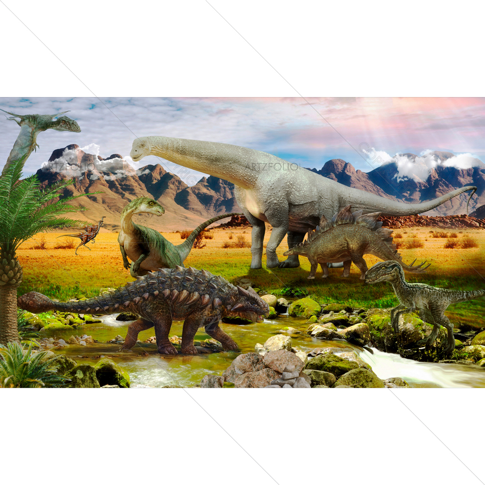 Dinosaurs in Park D2 — custom-size art design 5014387