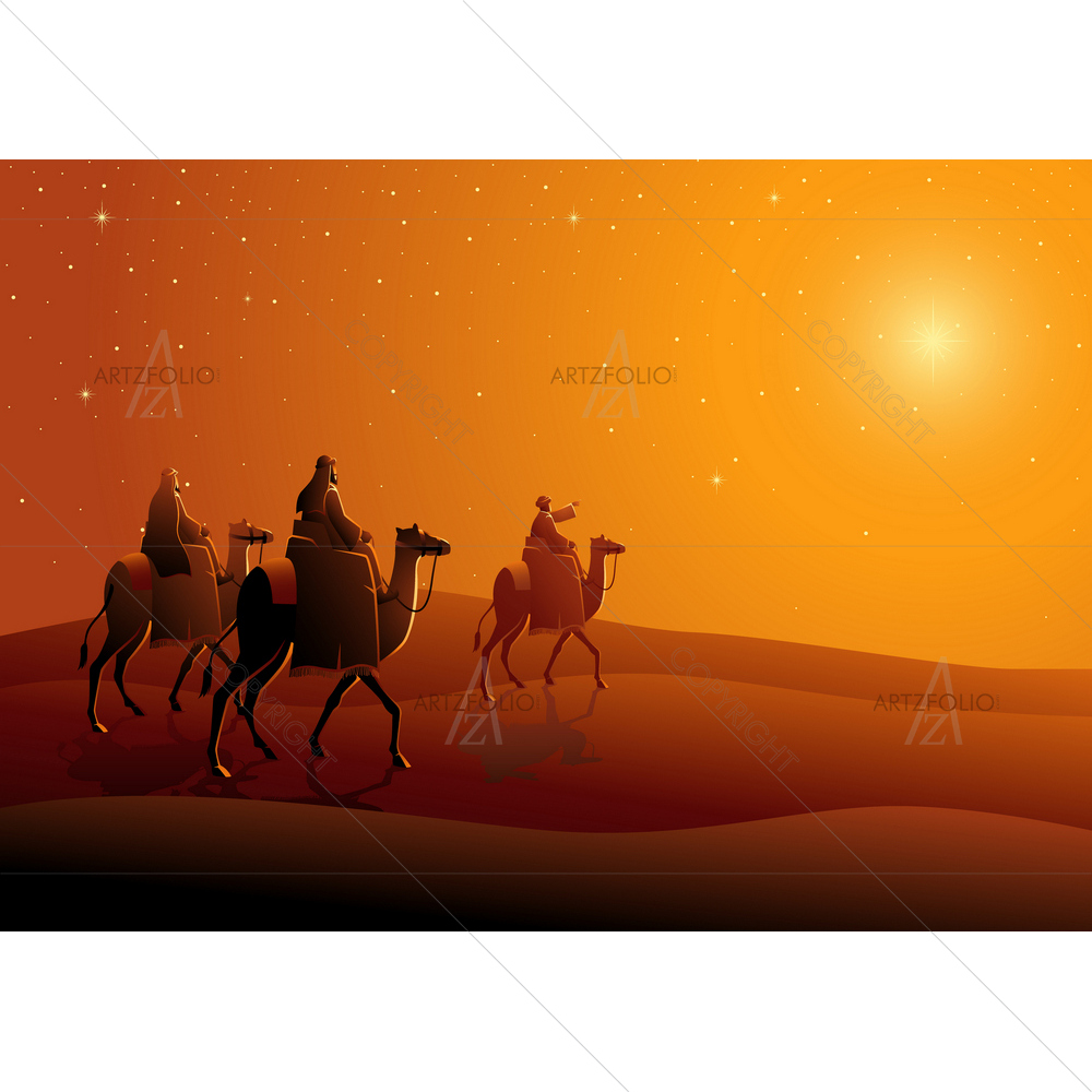 Three Wise Men, Journey to Bethlehem Biblical Series — custom-size art design 5014389