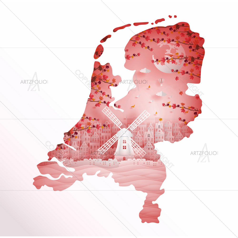 Autumn Season Holland Map — Devotional custom art by ArtzFolio