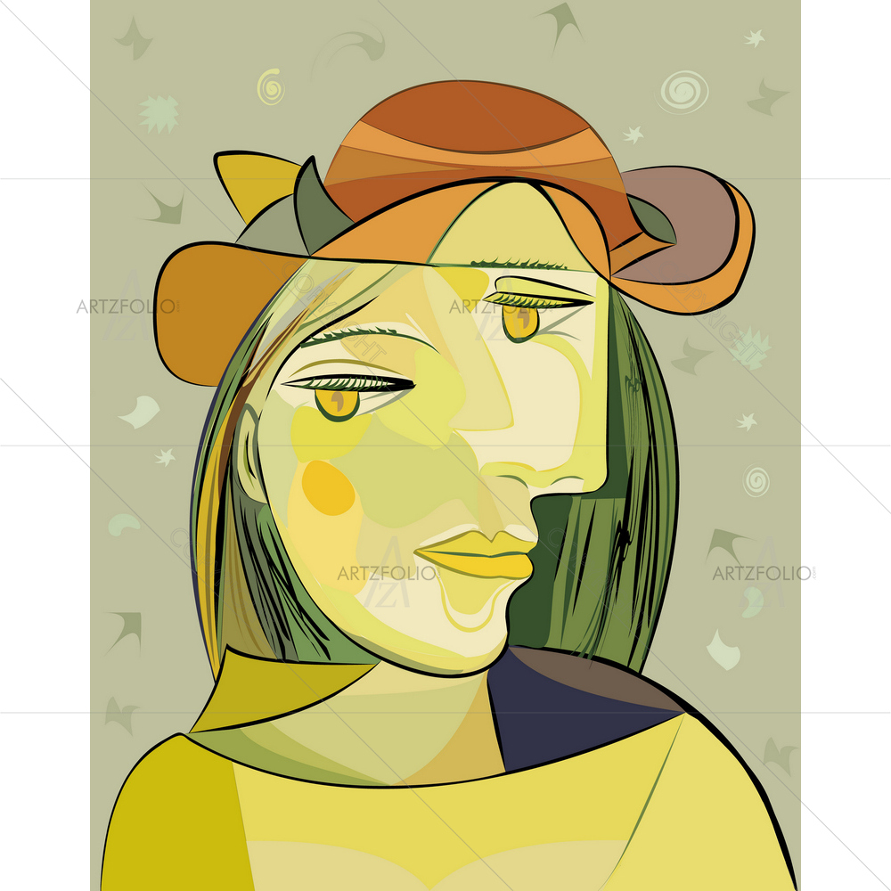 Colorful Cubism Woman Portrait — custom-size art design 5014479