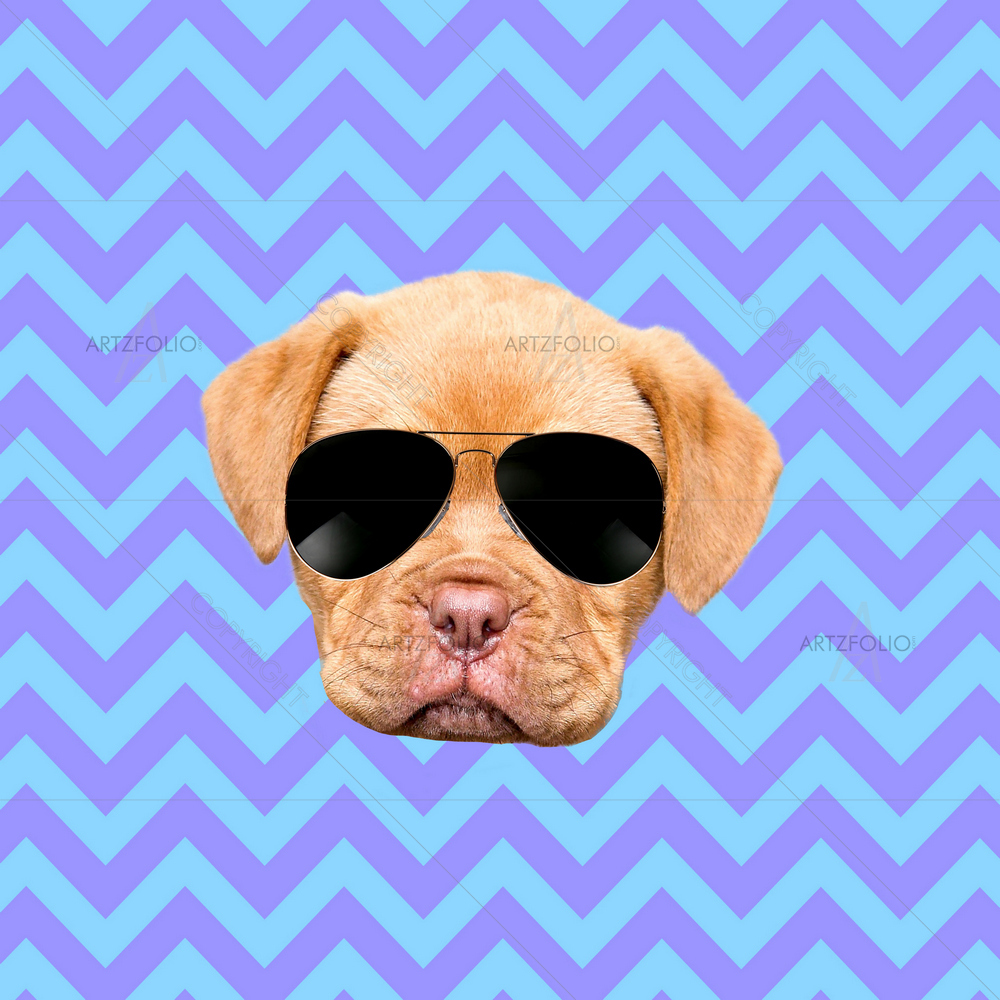 Puppy Wearing Sunglasses — custom-size art design 5014493