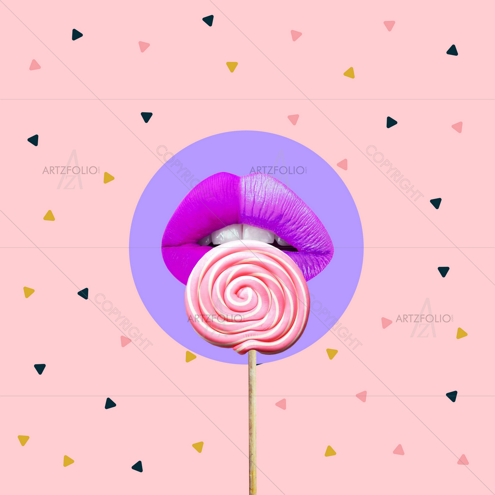 Colorful Lips & Lollipop D1 — custom-size art design 5014494