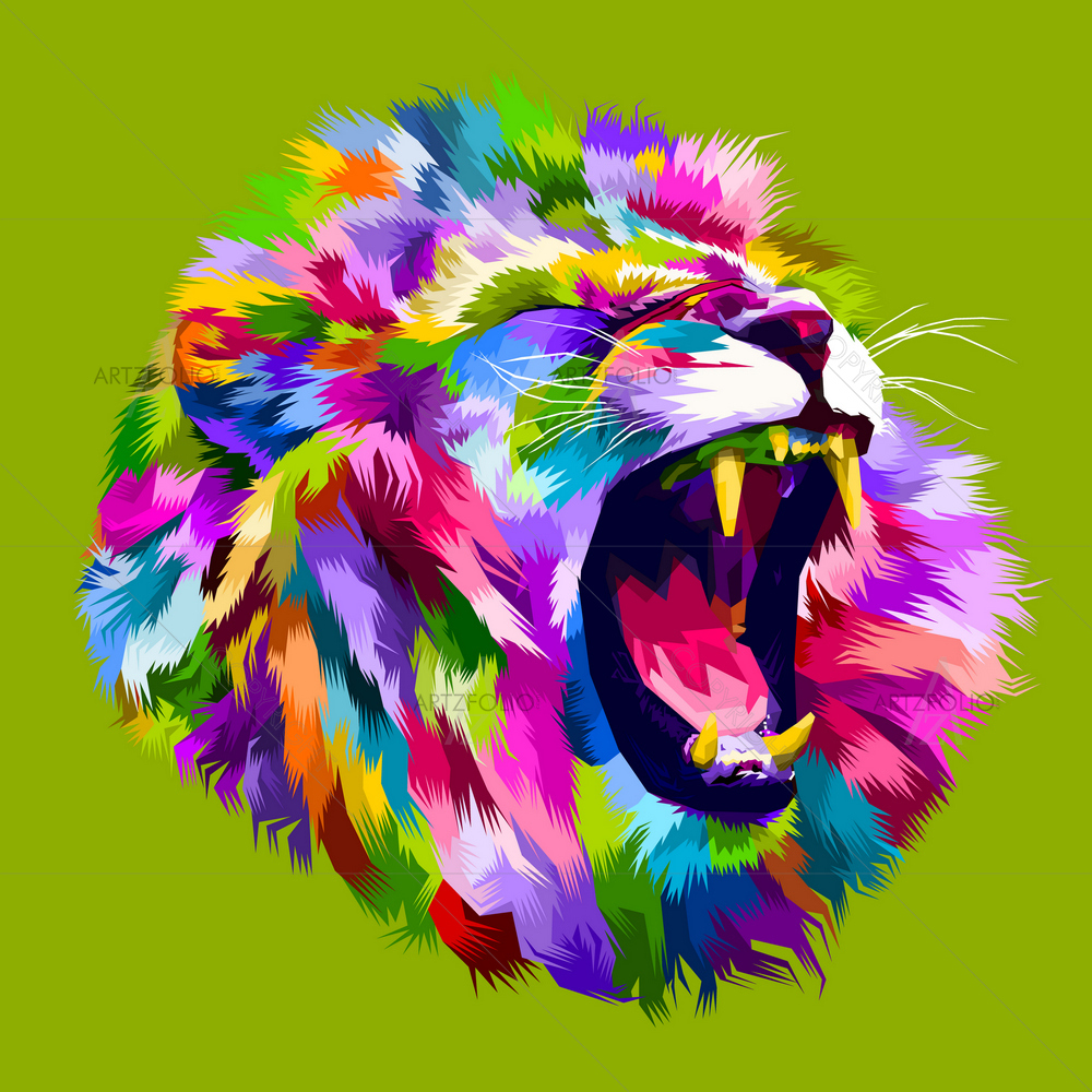 Colorful Lion Head D2 — Abstract custom art by ArtzFolio