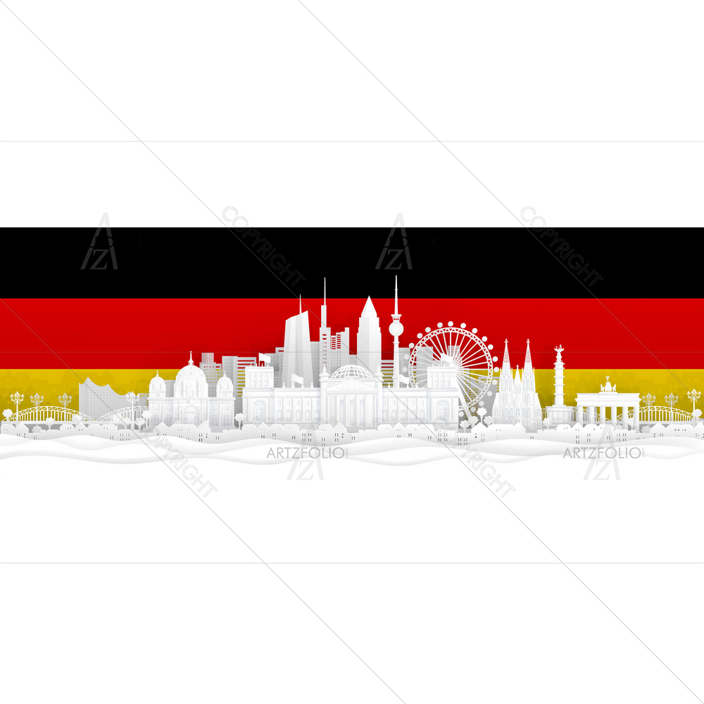 Germany Flag and Famous Landmarks — Devotional custom art by ArtzFolio