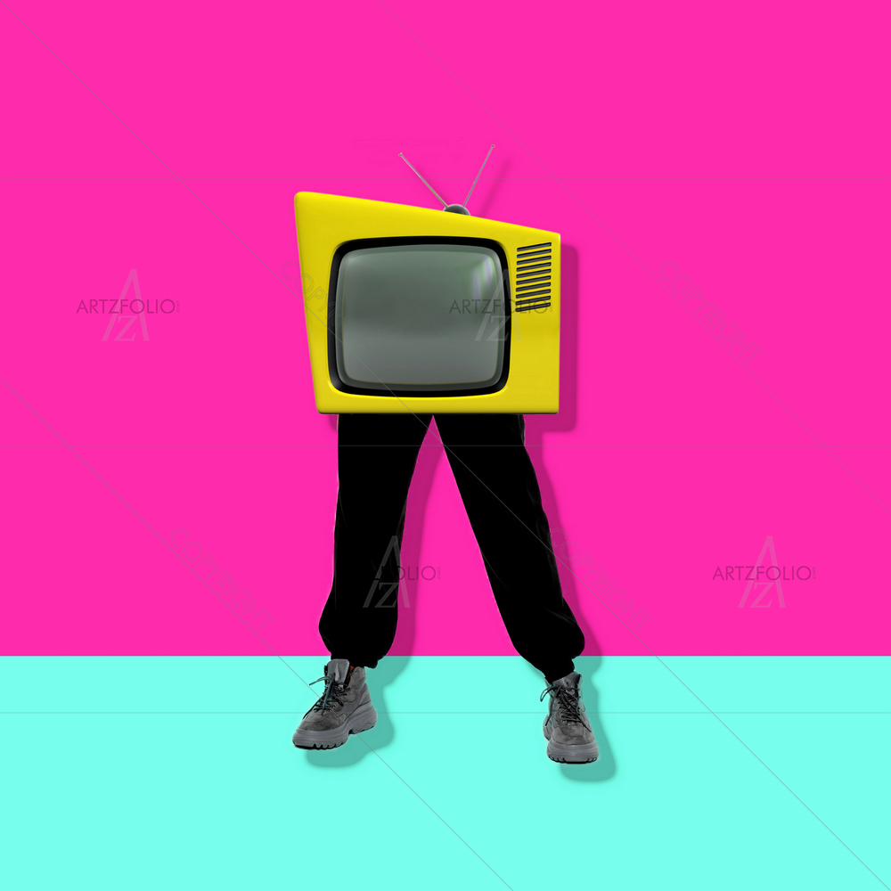 Retro Television with Legs — custom-size art design 5014552