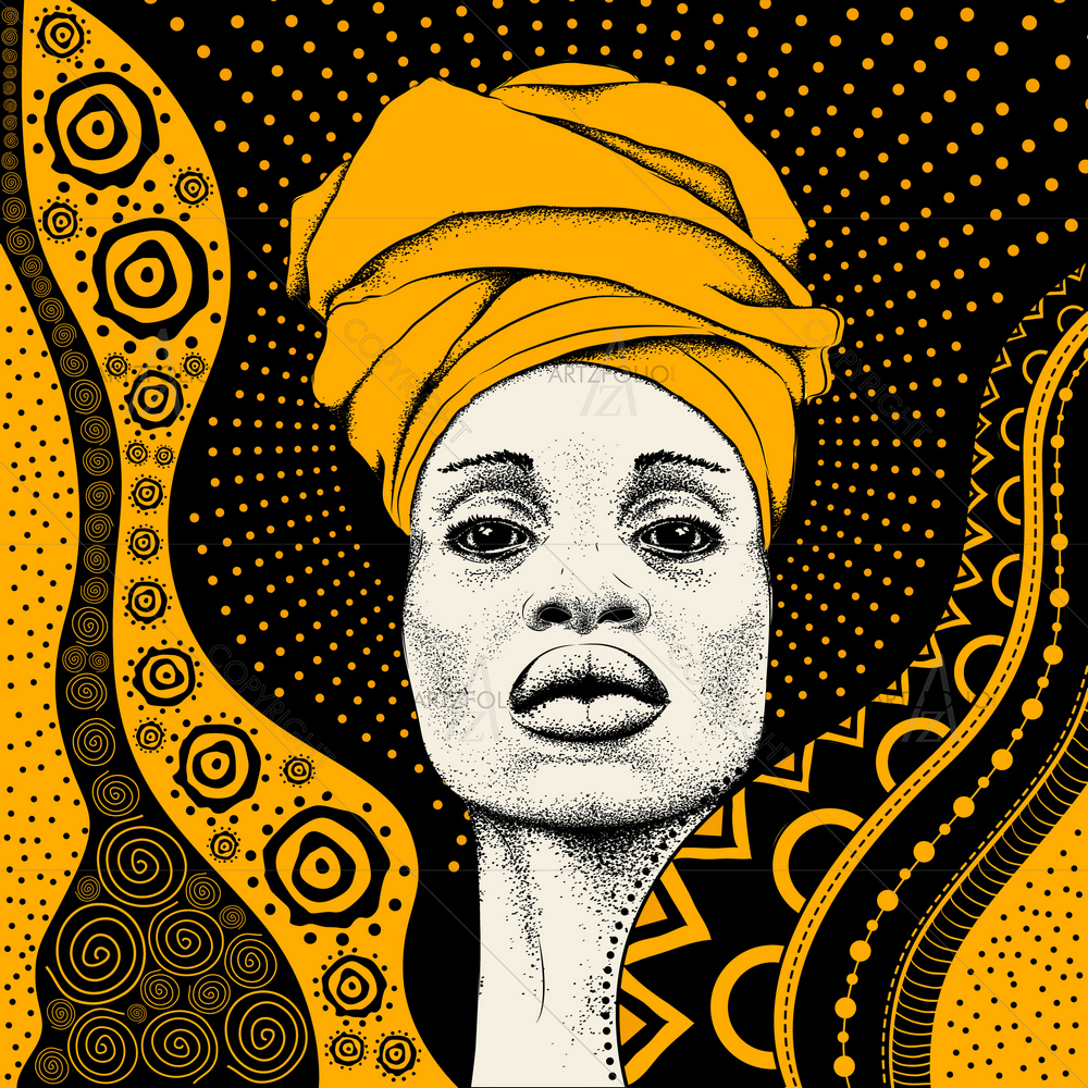 African Woman with Turban D2 — custom-size art design 5014556