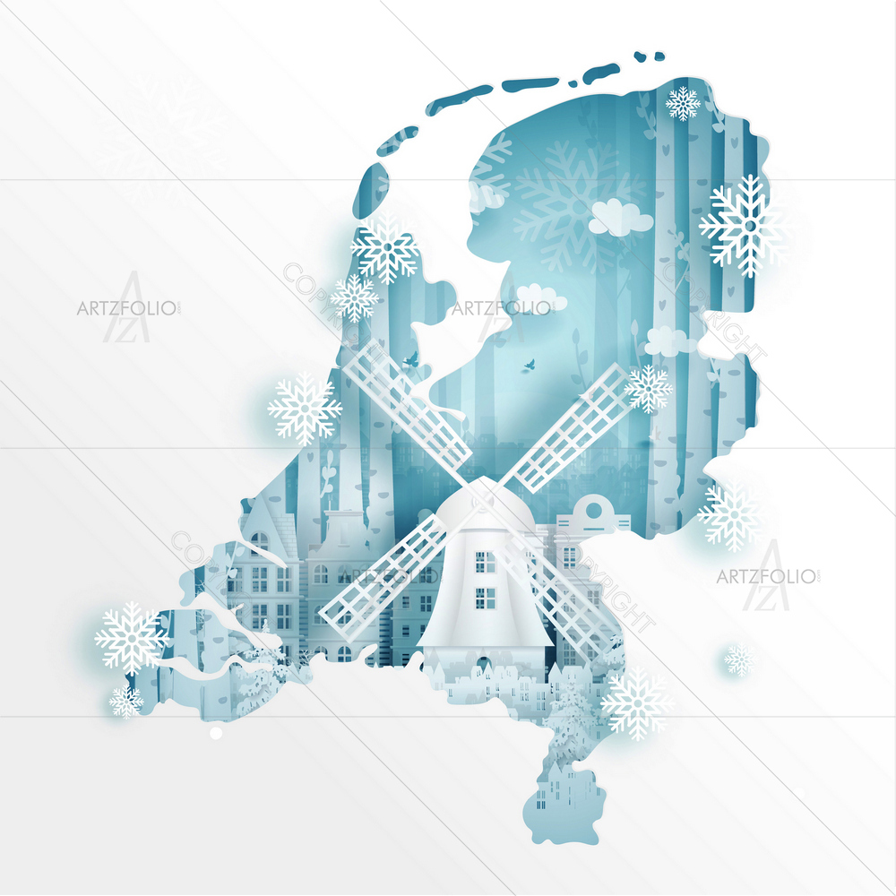 Holland Winter with Map — custom-size art design 5014563