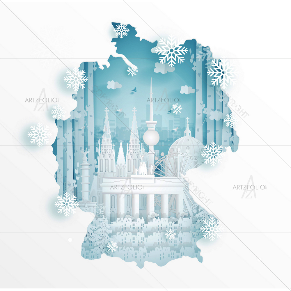 Germany Winter with Map — custom-size art design 5014564