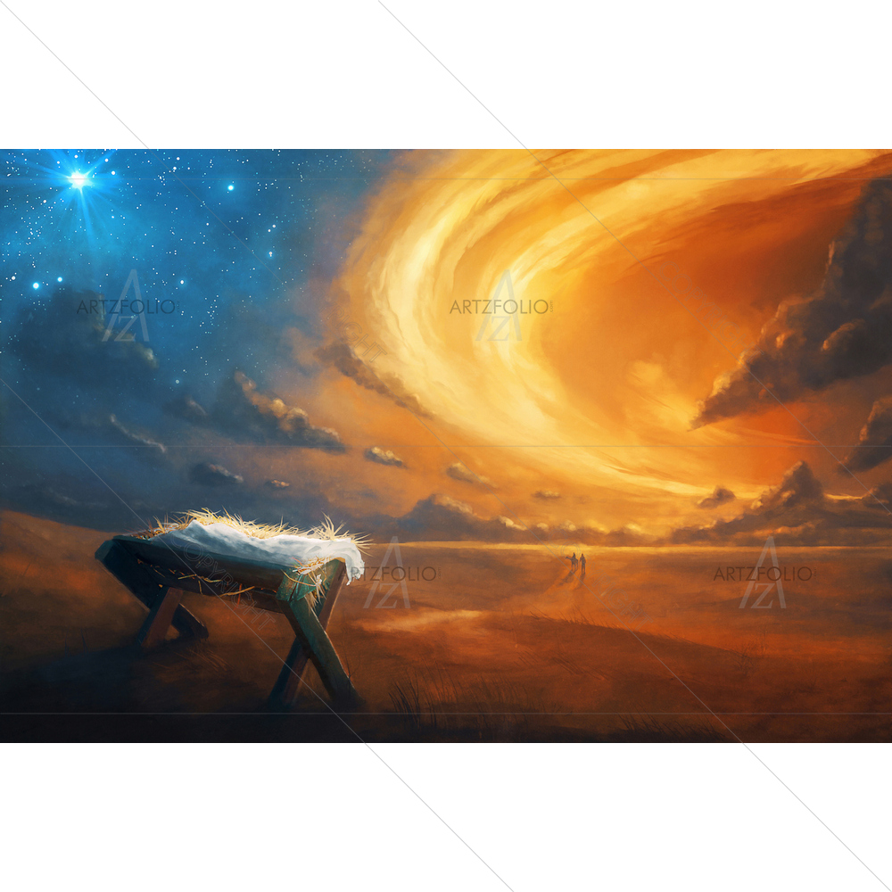 Mary and Joseph Travelling to Manger — custom-size art design 5014575