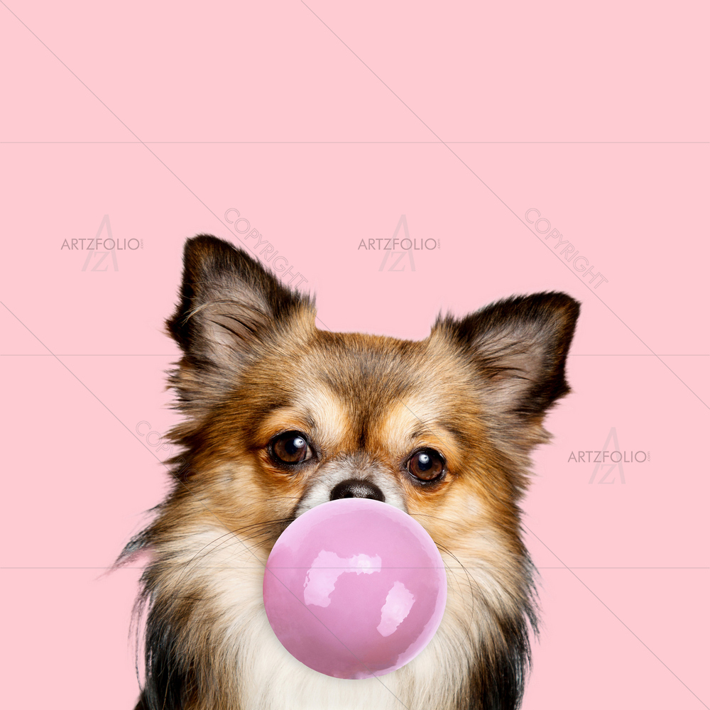 Dog with Bubble Gum — custom-size art design 5014604