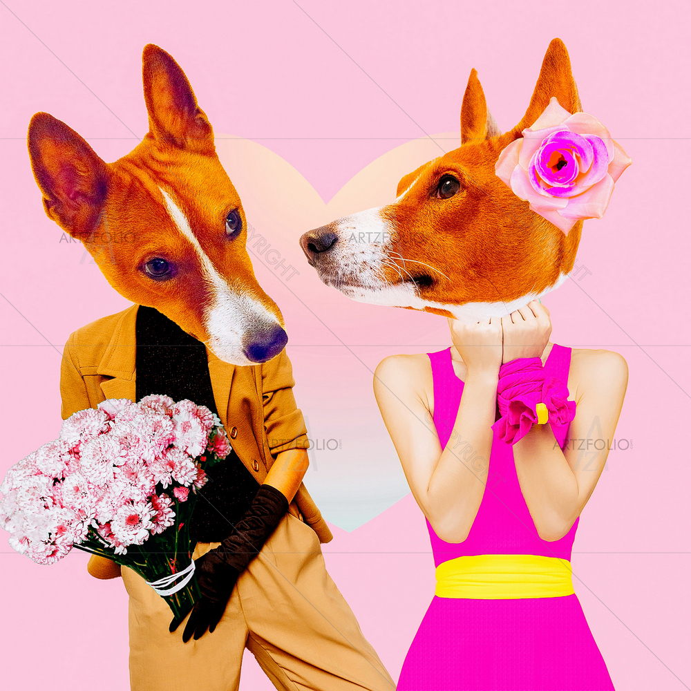Contemporary Dogs in Love — Animals custom art by ArtzFolio