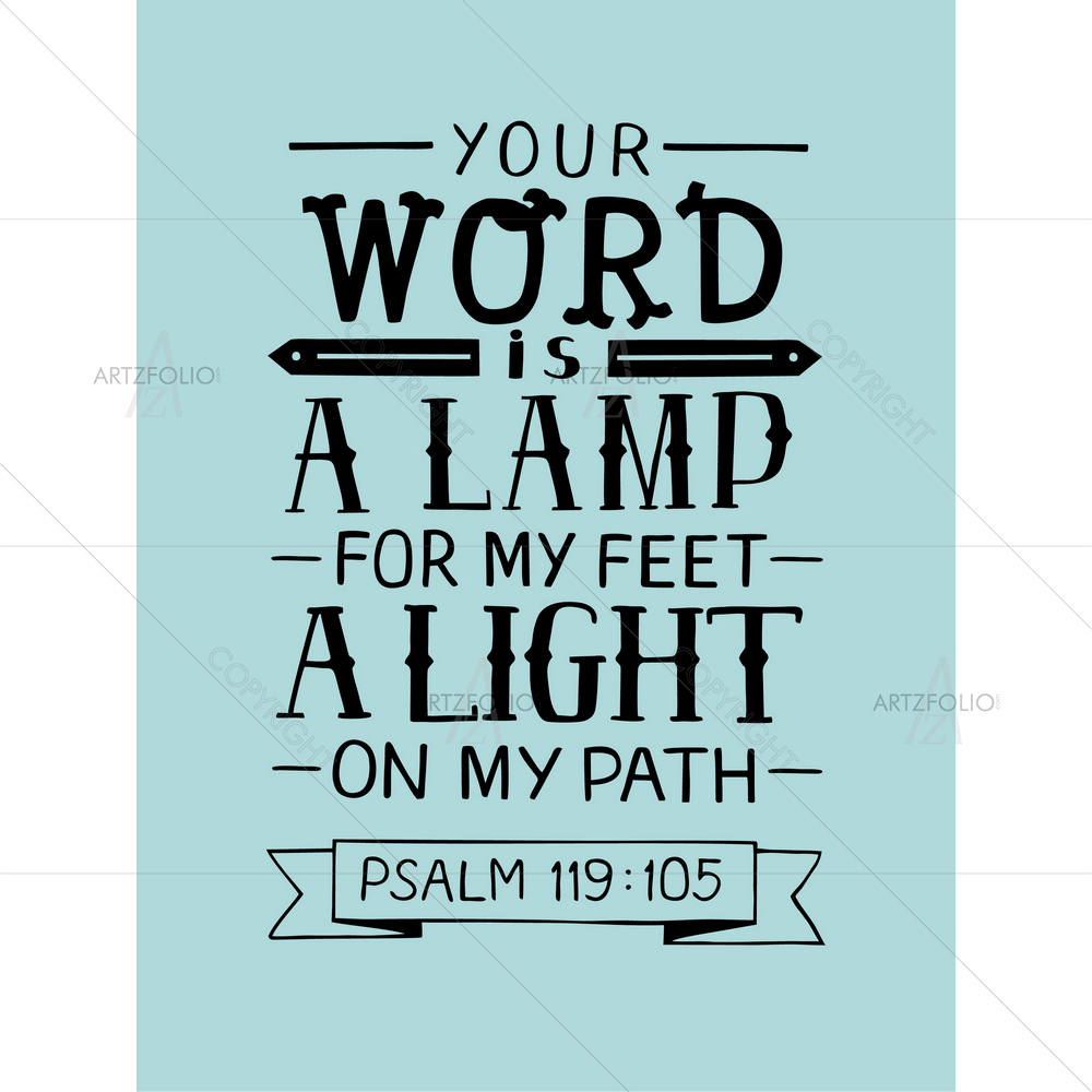 Your Word is a Lamp Biblical Verse Psalm — Devotional custom art by ArtzFolio