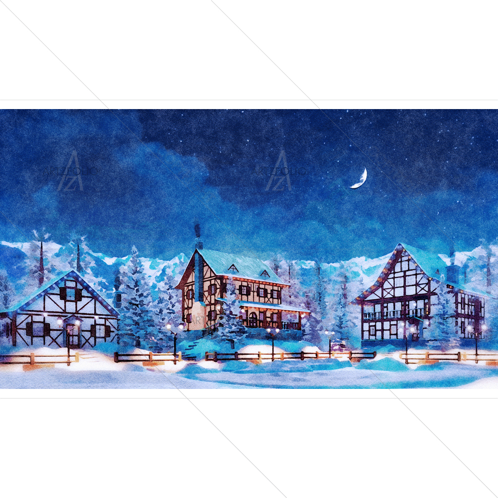 3D Snowbound European Town — Devotional custom art by ArtzFolio