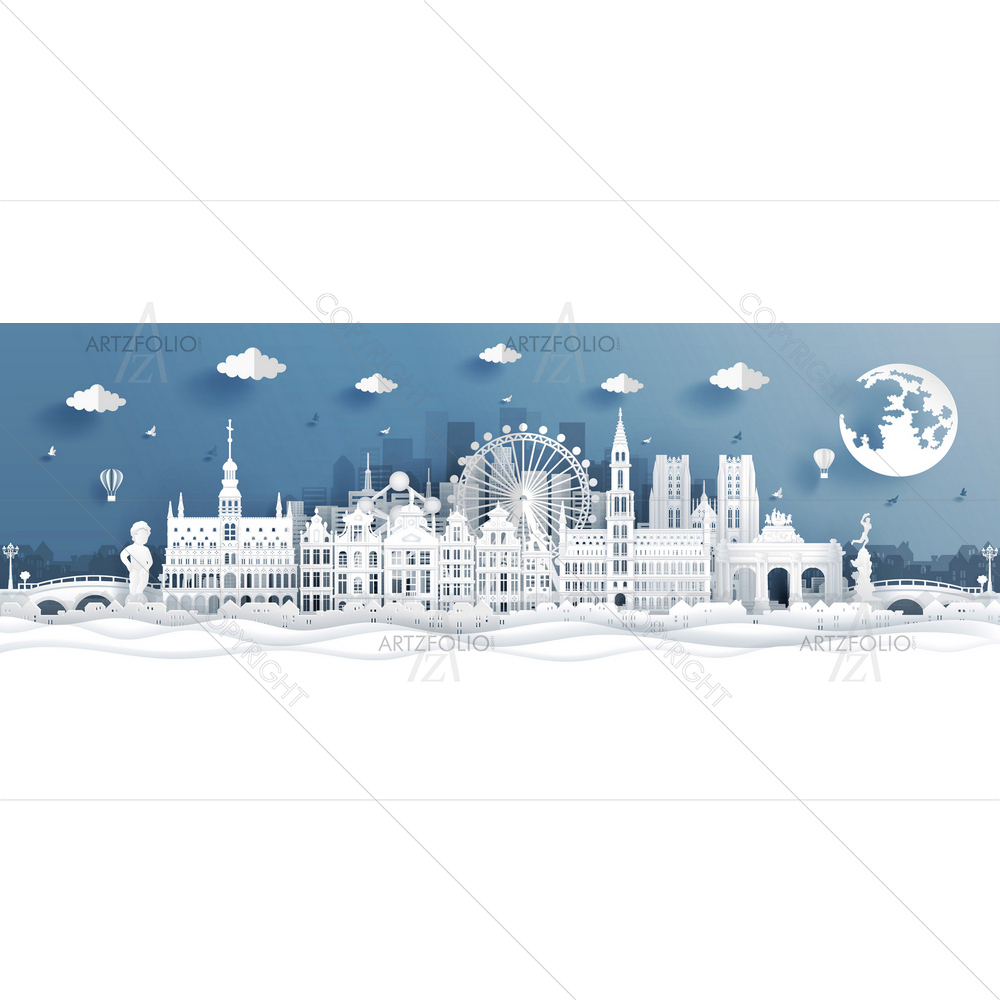 Belgium Famous Landmarks — custom-size art design 5014653