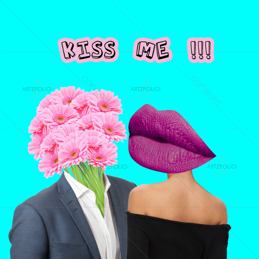 Man with Flowers as Head and Lips Lady — Botanical custom art by ArtzFolio