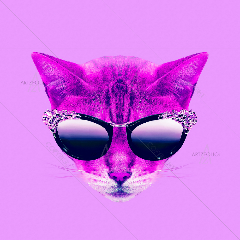 Kitty in Glasses — Animals custom art by ArtzFolio