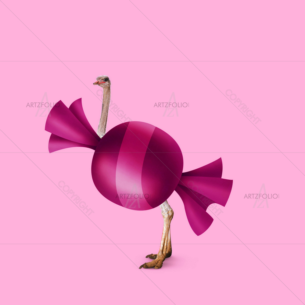 Ostrich with Candy — custom-size art design 5014682