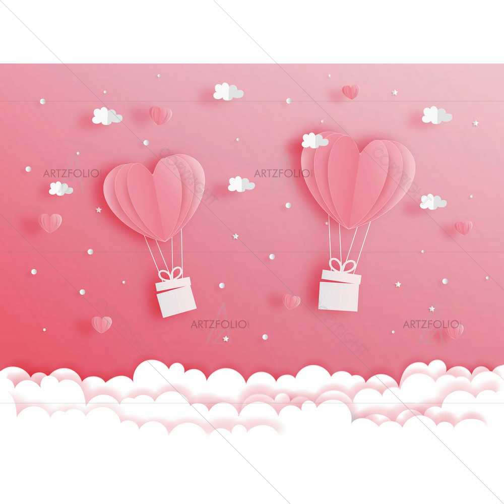 Heart Balloons in Sky D2 — Hearts custom art by ArtzFolio