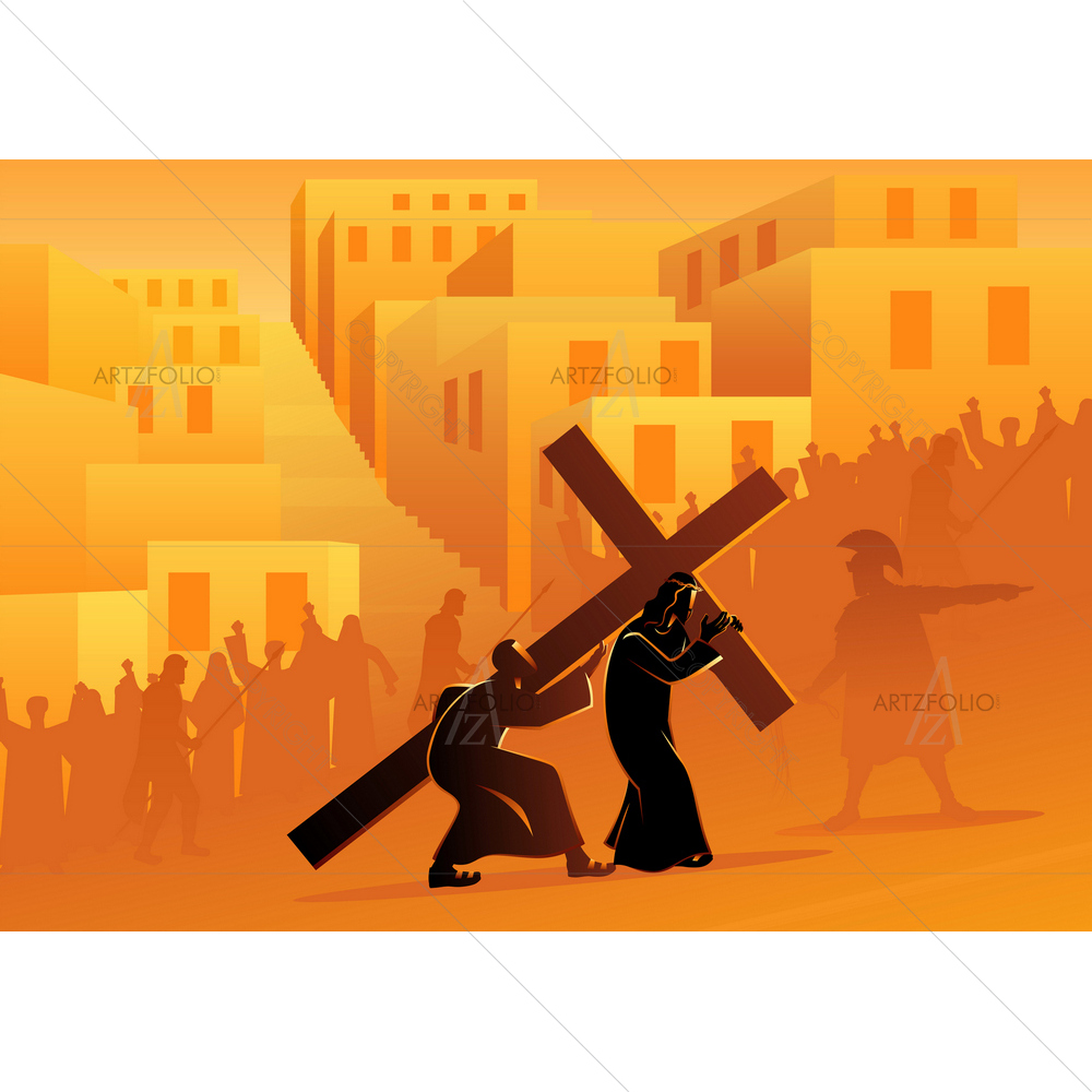 Way of Cross or Stations of Cross, Fifth Station — custom-size art design 5014692