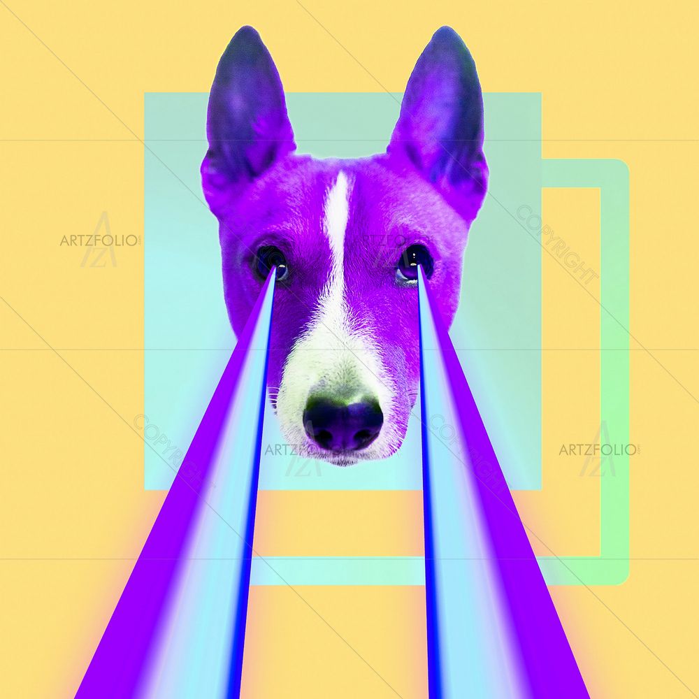 Dog with Lasers Eyes — custom-size art design 5014699