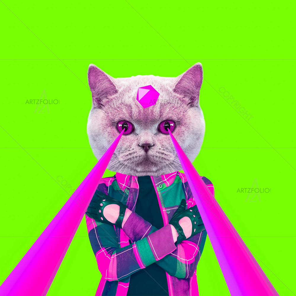Cat with Lasers Eyes — custom-size art design 5014700