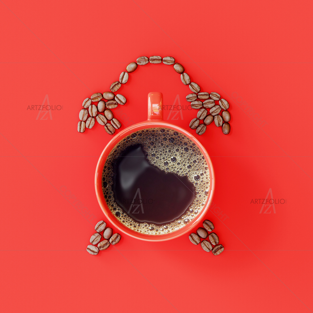 Minimal Coffee with Clock — Beverage custom art by ArtzFolio