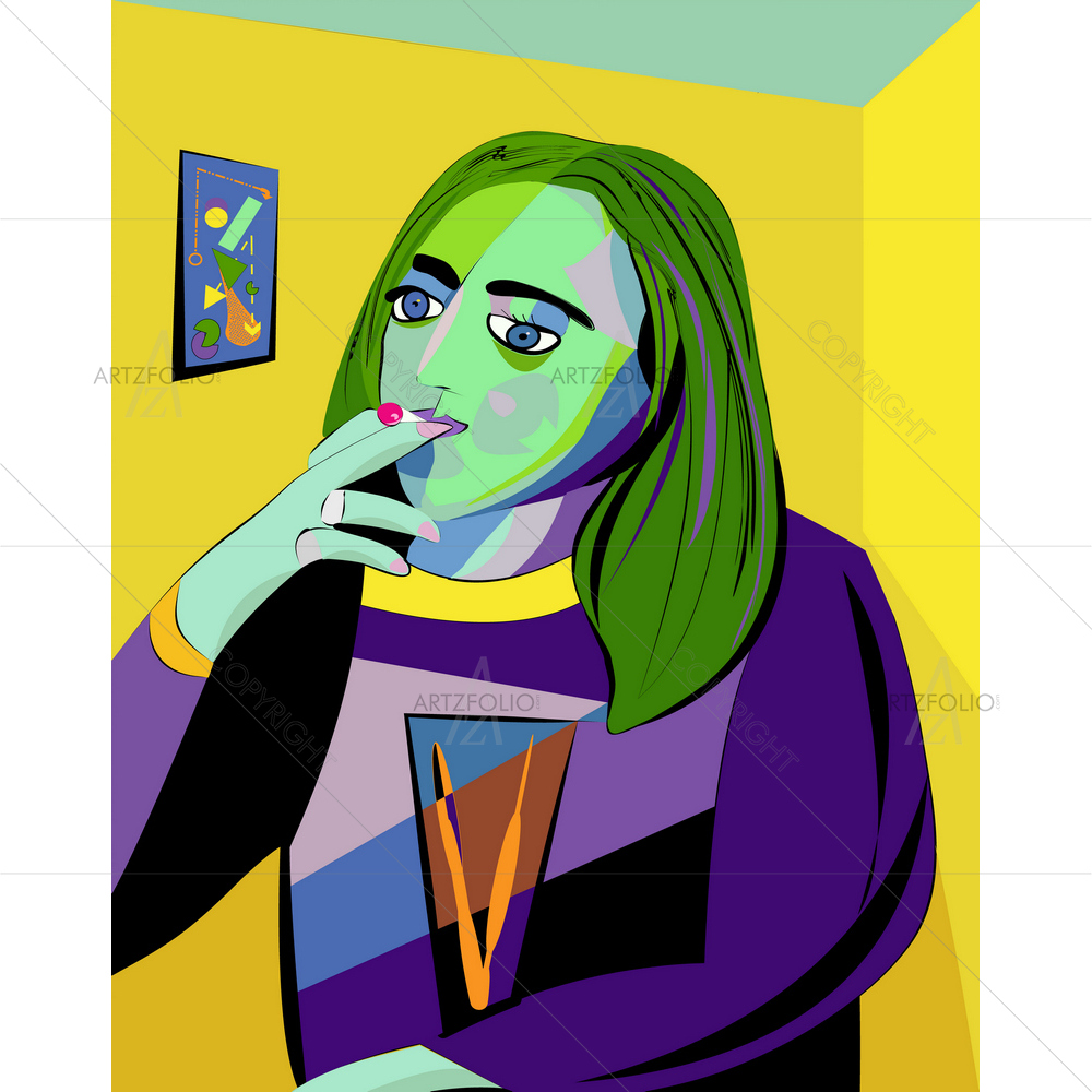 Cubism Young Who Smoke — custom-size art design 5014712