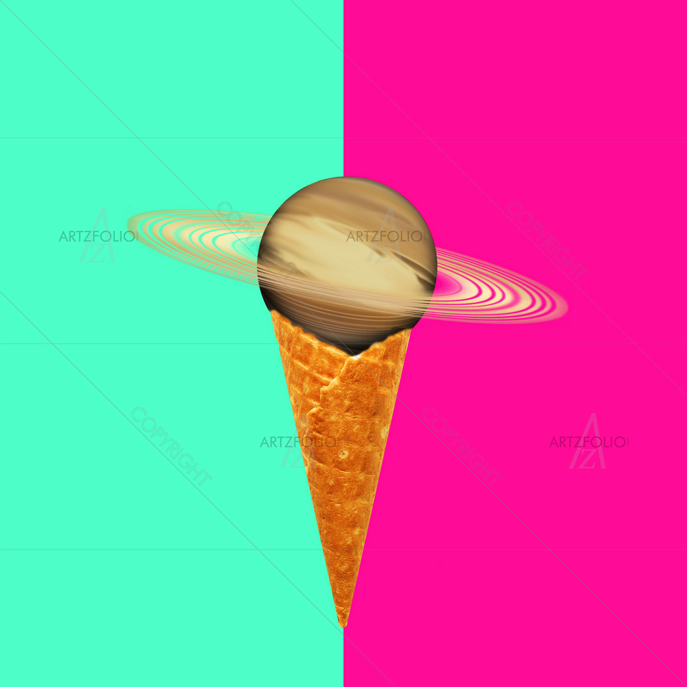 Planet Ice Cream Cone Image — Abstract custom art by ArtzFolio