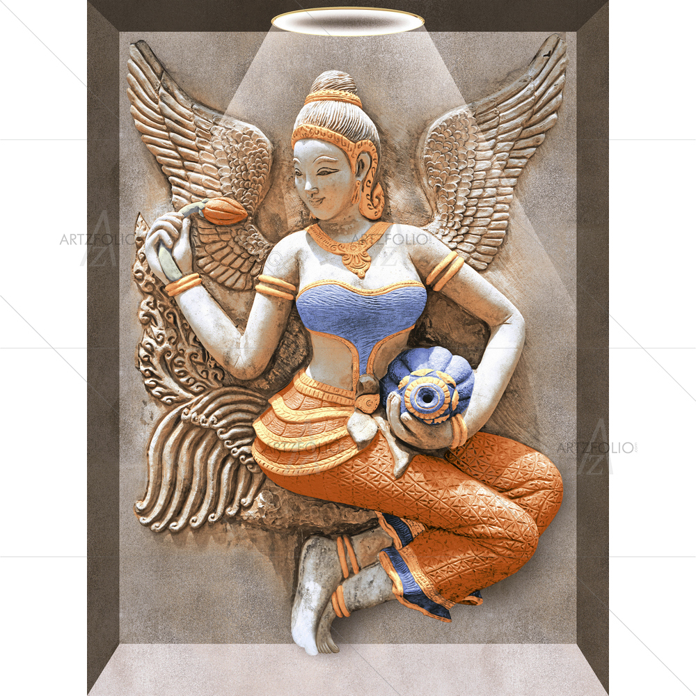Dhanlaxmi Ancient Stone Carving — Devotional custom art by ArtzFolio