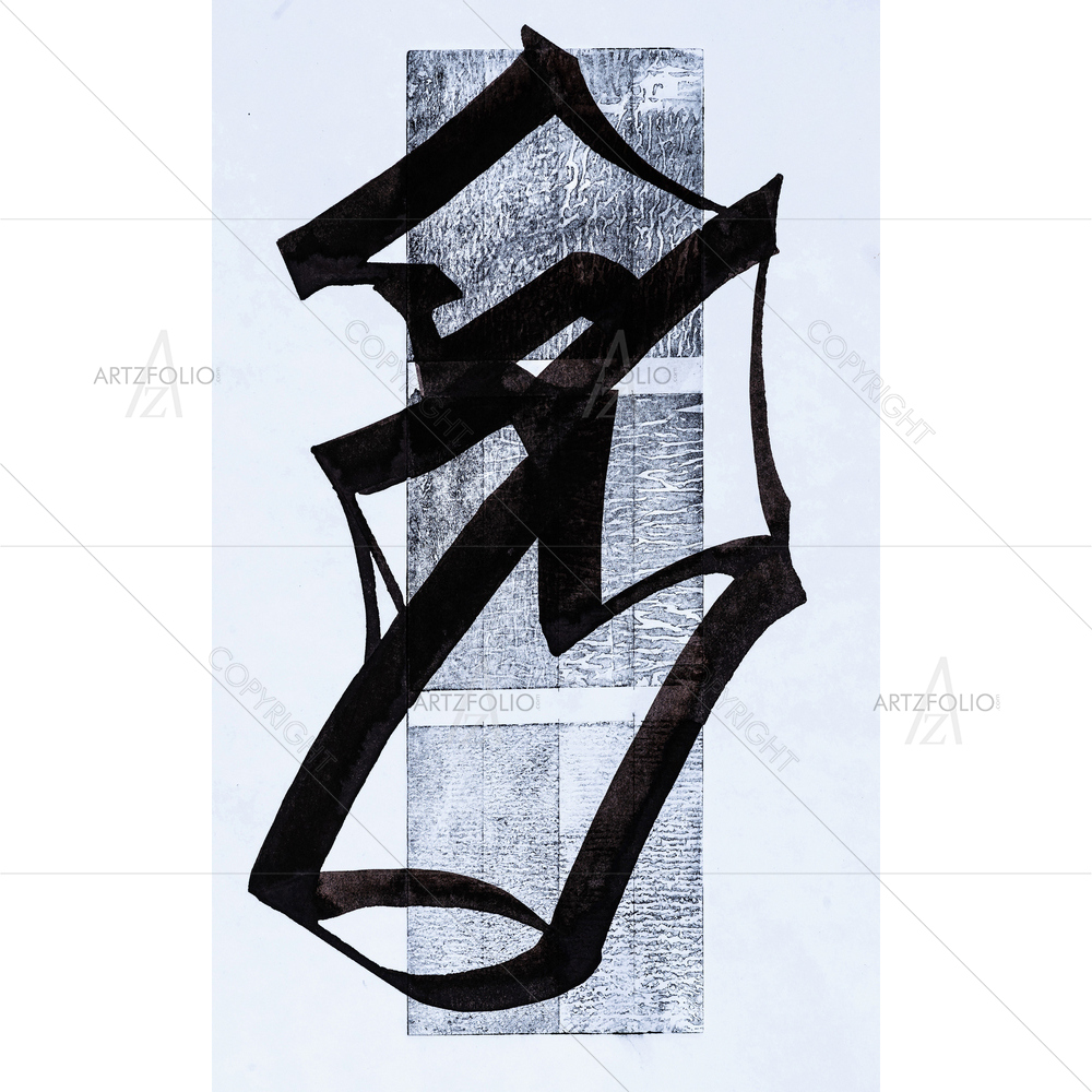 Monochrome Calligraphic Abstract — Abstract custom art by ArtzFolio