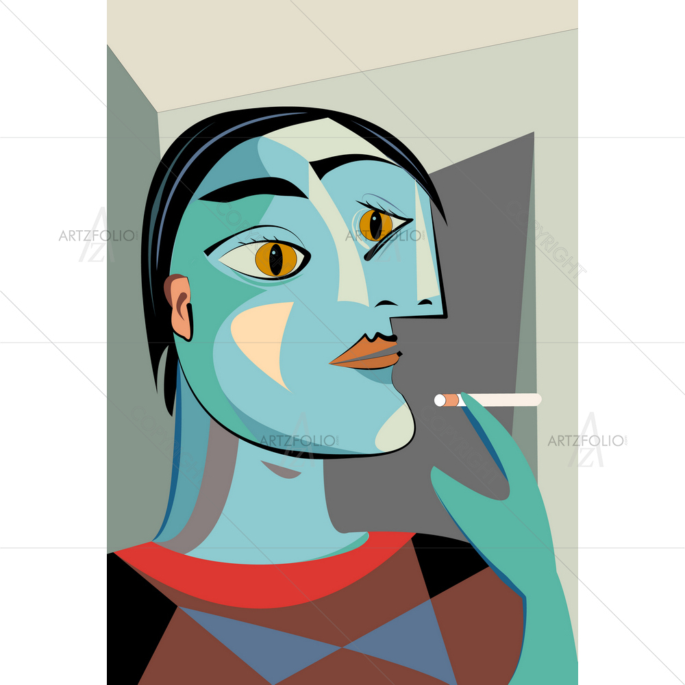 Cubic Boy With Cigarette — custom-size art design 5014735