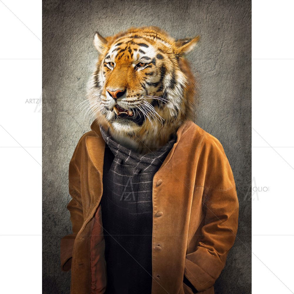 Tiger in Clothes — Ancient custom art by ArtzFolio