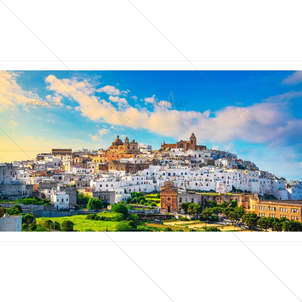 Ostuni White Town Skyline, Italy, Europe — Devotional custom art by ArtzFolio