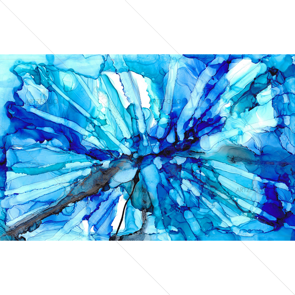 Blue Abstract — Fluid marble custom art by ArtzFolio