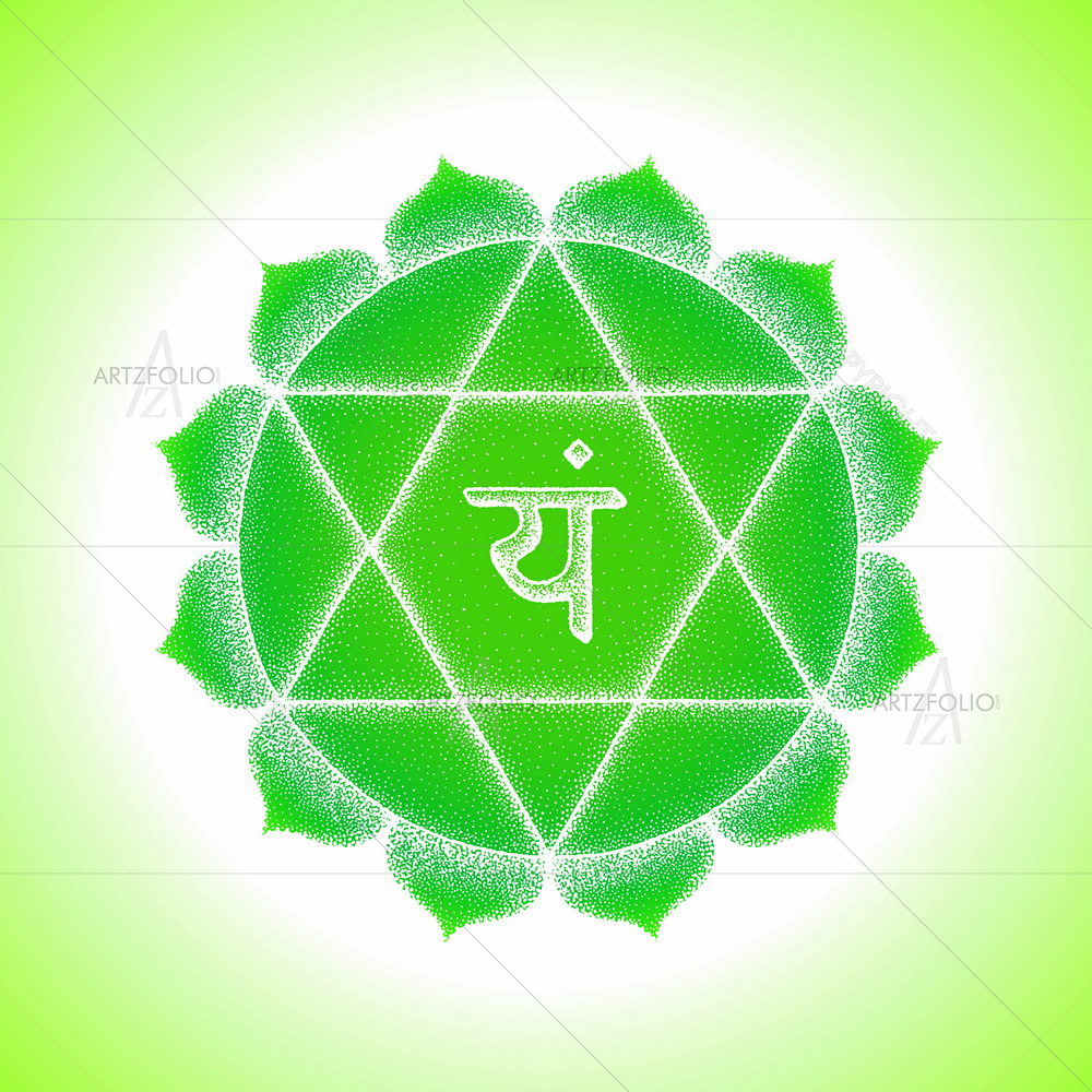 Fourth Heart Anahata Chakra Sanskrit Mantra D3 — custom-size art design 5014765