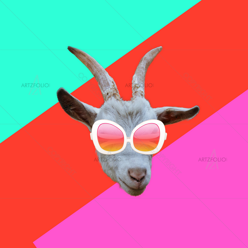 Goat with Sunglasses — Abstract custom art by ArtzFolio