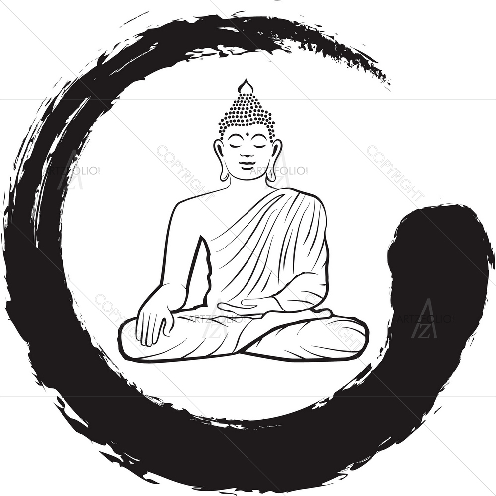 Lord Buddha Inside Zen Symbol — Devotional custom art by ArtzFolio
