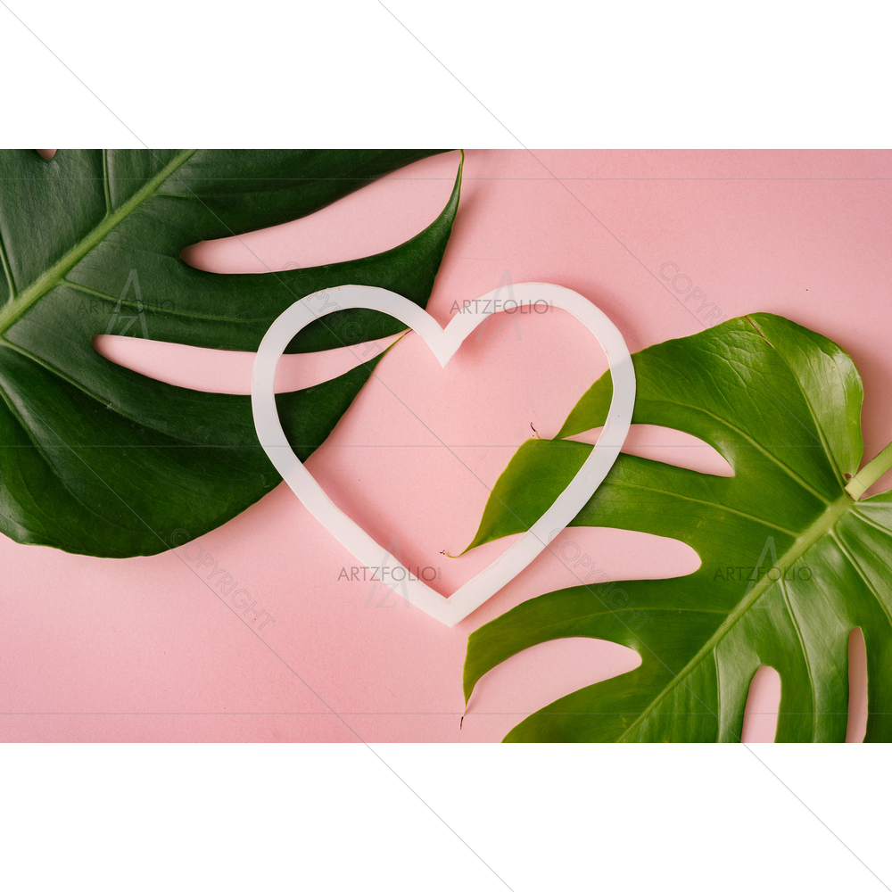 Monstera Leaves with Heart — custom-size art design 5014791