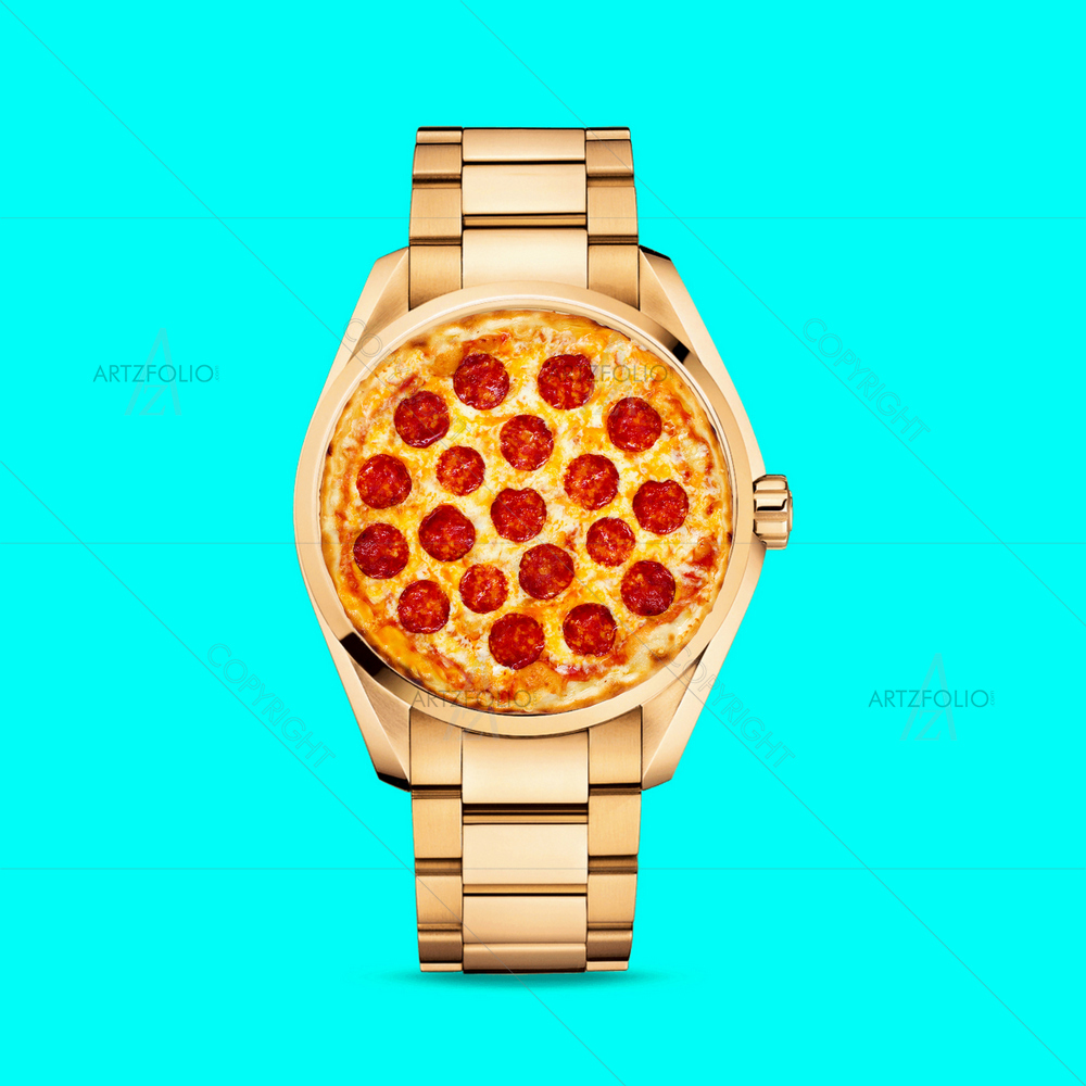 Pizza Clock Watch Image — Abstract custom art by ArtzFolio