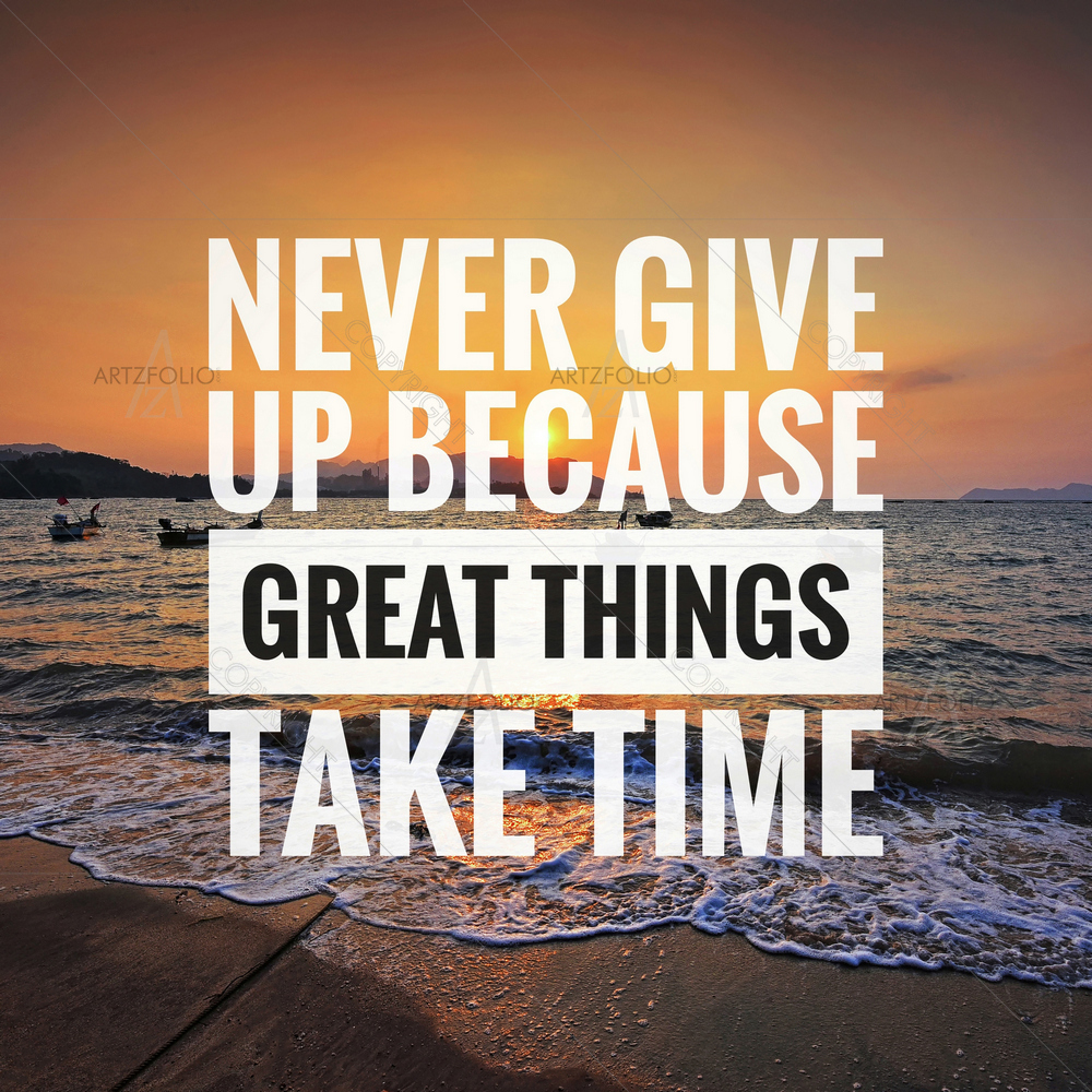 Never Give Up Motivational Quote — custom-size art design 5014803