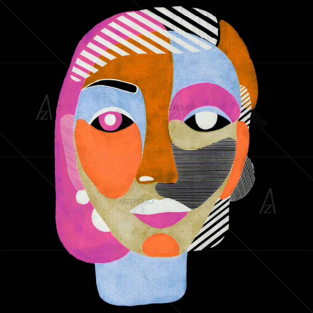 Modern Abstract Woman Portrait — custom-size art design 5014810